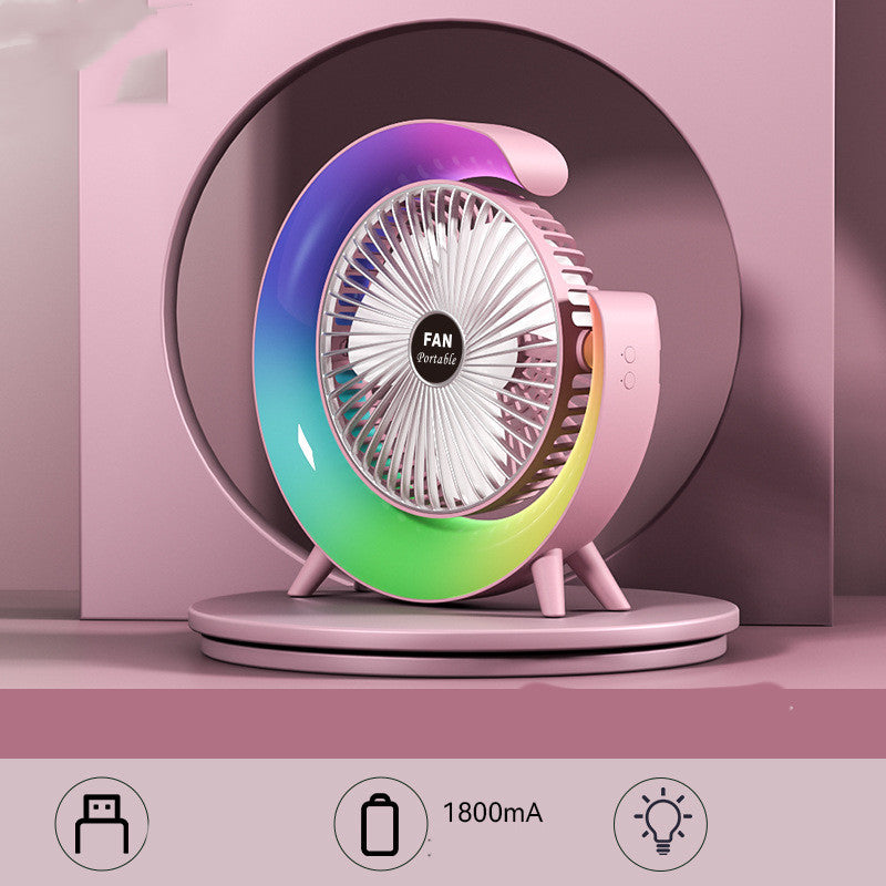 Night Light Charging Fan Desktop Silent Mini Electric Fan Portable Fan USB