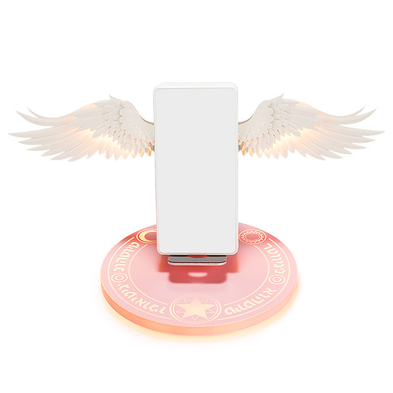 Colorful LED Angel Wings Qi Wireless Charger Charge Dock For Mobile Phone Fast Charger