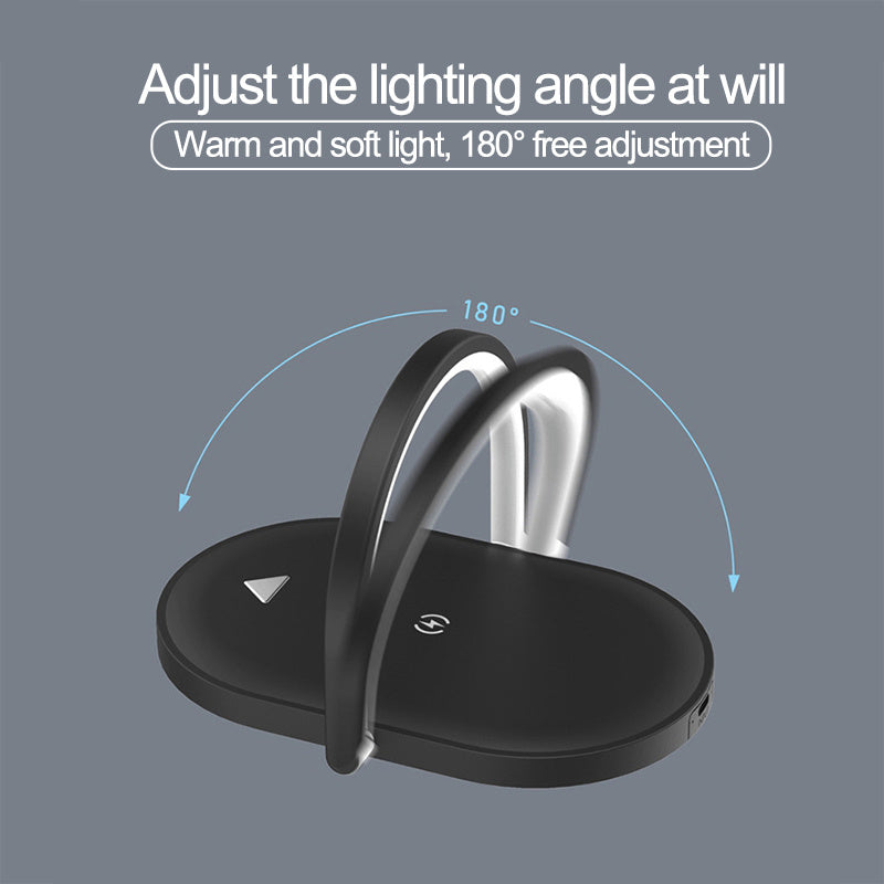 3 In 1 Foldable Wireless Charger Night Light Wireless Charging Station  Table Lamp