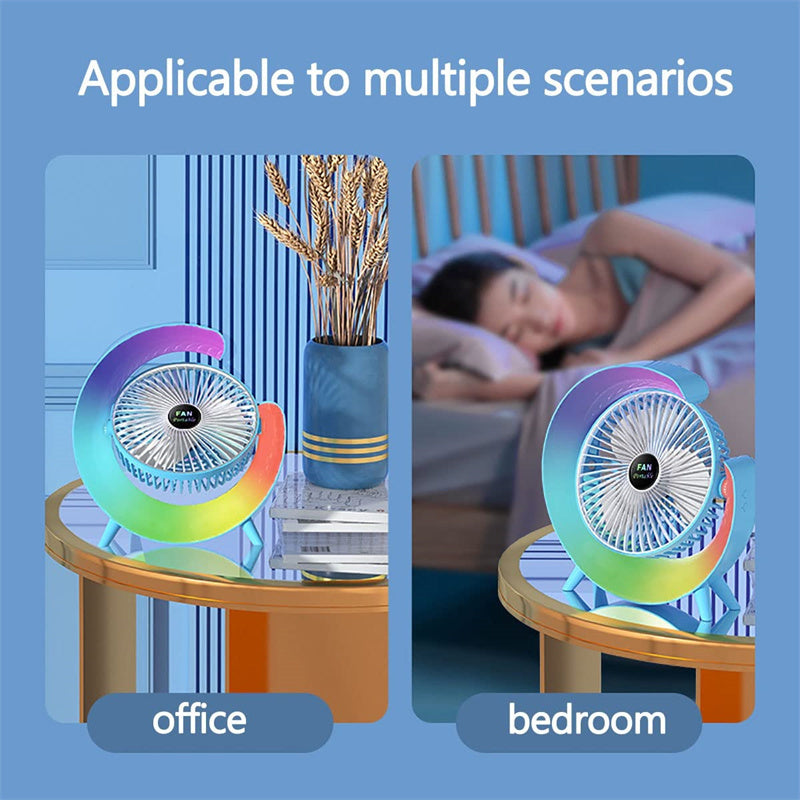Night Light Charging Fan Desktop Silent Mini Electric Fan Portable Fan USB