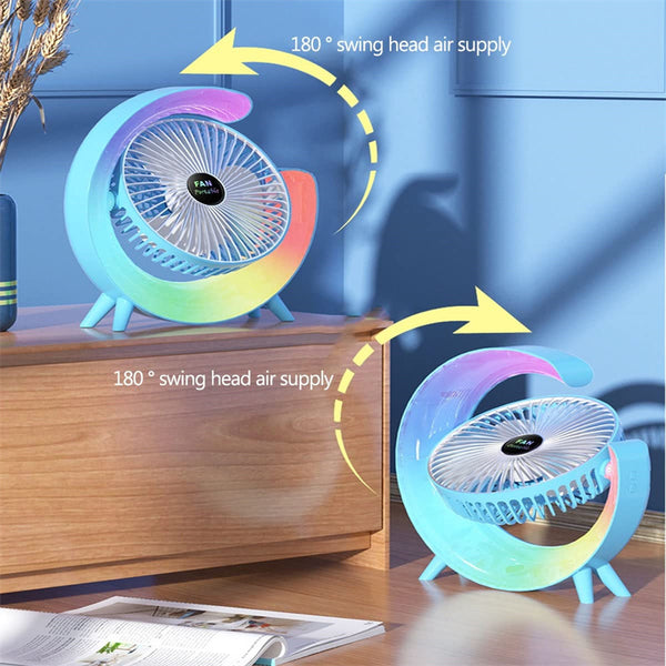 Night Light Charging Fan Desktop Silent Mini Electric Fan Portable Fan USB