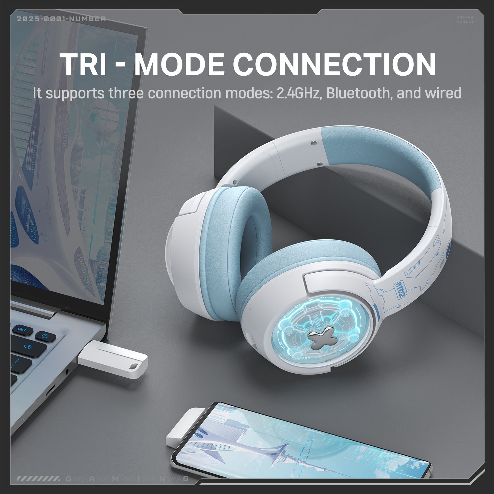 Wireless Gaming Headset Over-ear Bluetooth Headphones