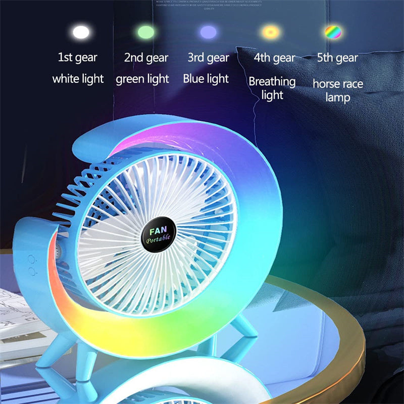 Night Light Charging Fan Desktop Silent Mini Electric Fan Portable Fan USB