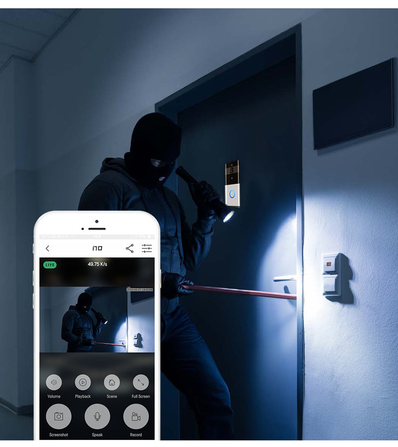 Doorbell Wireless Intercom Doorbell PIR Motion Detection Night View SD card Video Smart