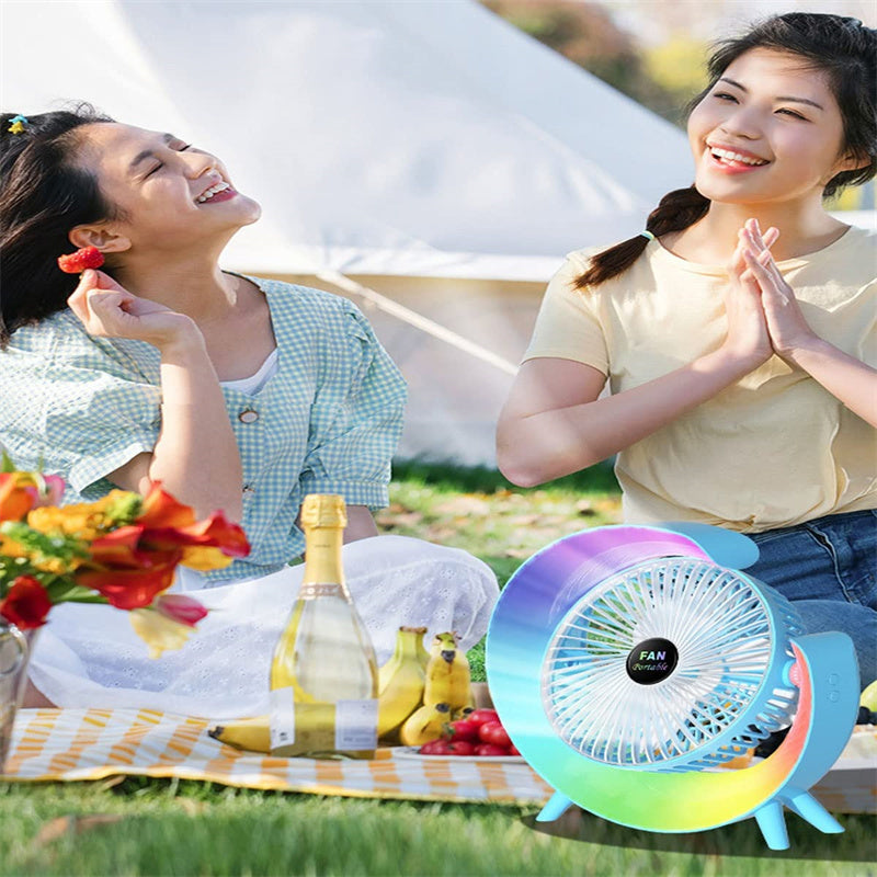 Night Light Charging Fan Desktop Silent Mini Electric Fan Portable Fan USB