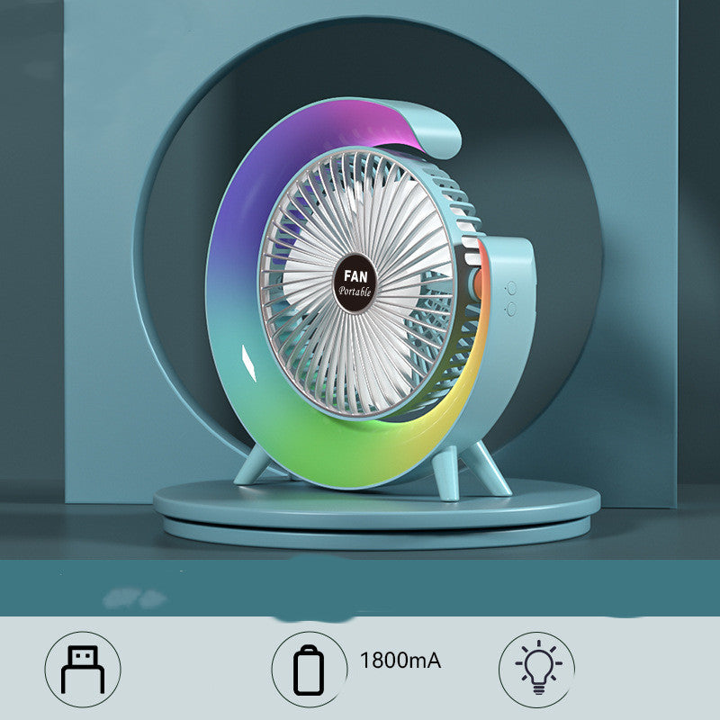 Night Light Charging Fan Desktop Silent Mini Electric Fan Portable Fan USB