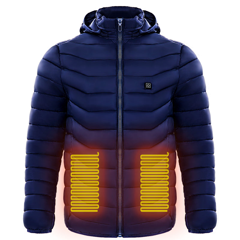 Men Heated Puffer Jacket Electric Heating Coat Insulated Hood