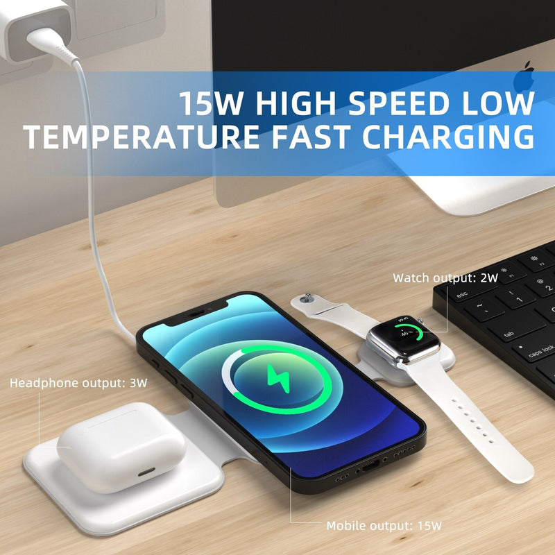 3 In 1 Magnetic Foldable Wireless Charger Charging Station Gadgets