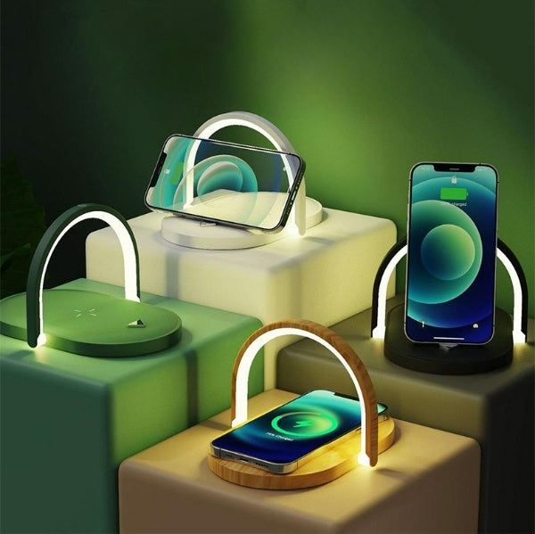 3 In 1 Foldable Wireless Charger Night Light Wireless Charging Station  Table Lamp
