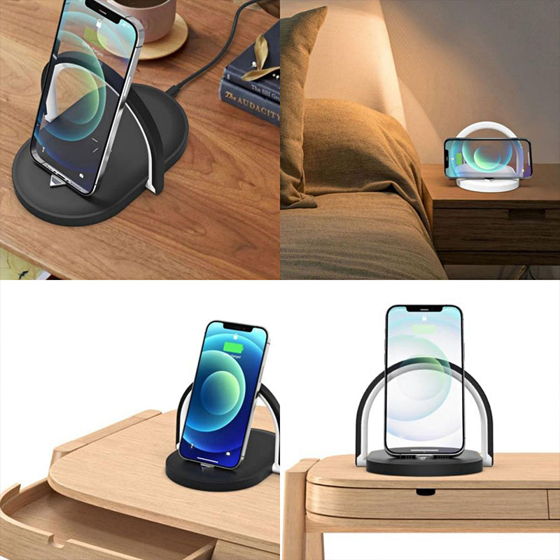 3 In 1 Foldable Wireless Charger Night Light Wireless Charging Station  Table Lamp