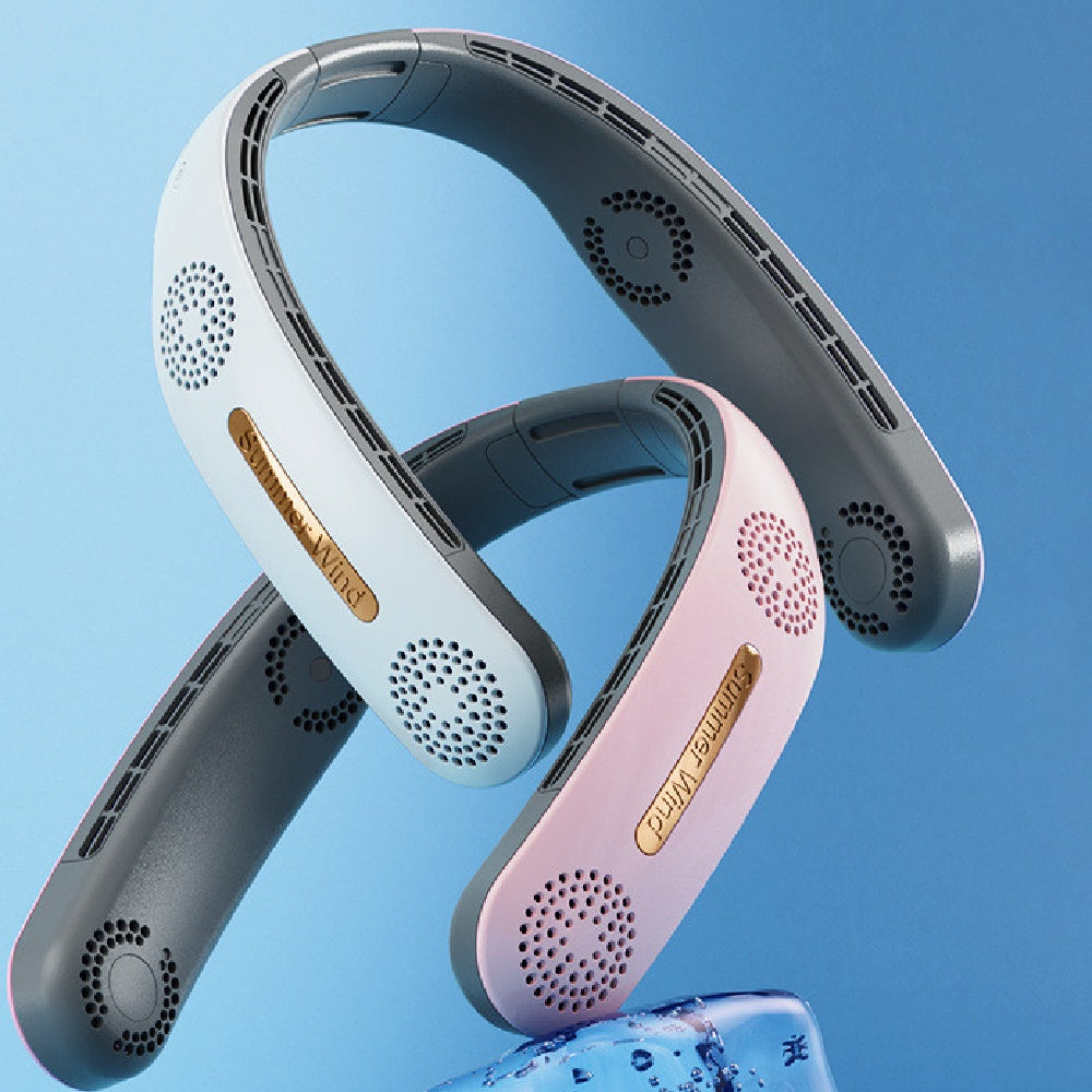 Sports USB Folding Leafless Hanging Neck Electric Fan