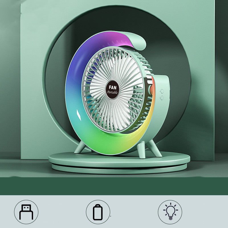 Night Light Charging Fan Desktop Silent Mini Electric Fan Portable Fan USB