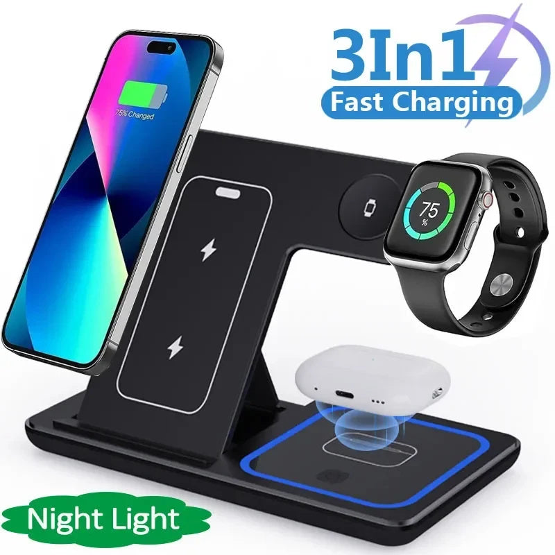 15W 3 In 1 LED Fast Wireless Charger