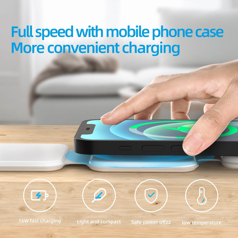 3 In 1 Magnetic Foldable Wireless Charger Charging Station Gadgets